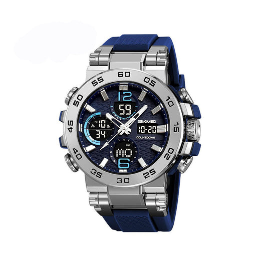 SKMEI 2499 Dual Display Analog Digital LED Electronic Quartz Waterproof Wristwatch- Blue