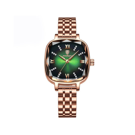 POEDAGAR 712 Wristwatch for Women - Rose Gold & Green