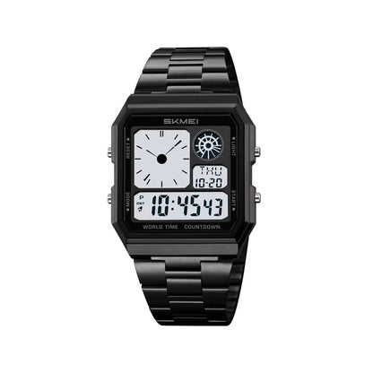 SKMEI 2353 Digital Display stainless-steel water-Resistant Men’s watch- Black