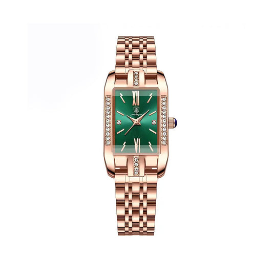 POEDAGAR 365 Luxury Wristwatch for Women - Rose Gold & Green