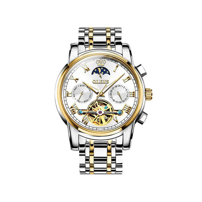 OLEVS 6617 Men’s Classic Mechanical Watch- Silver white