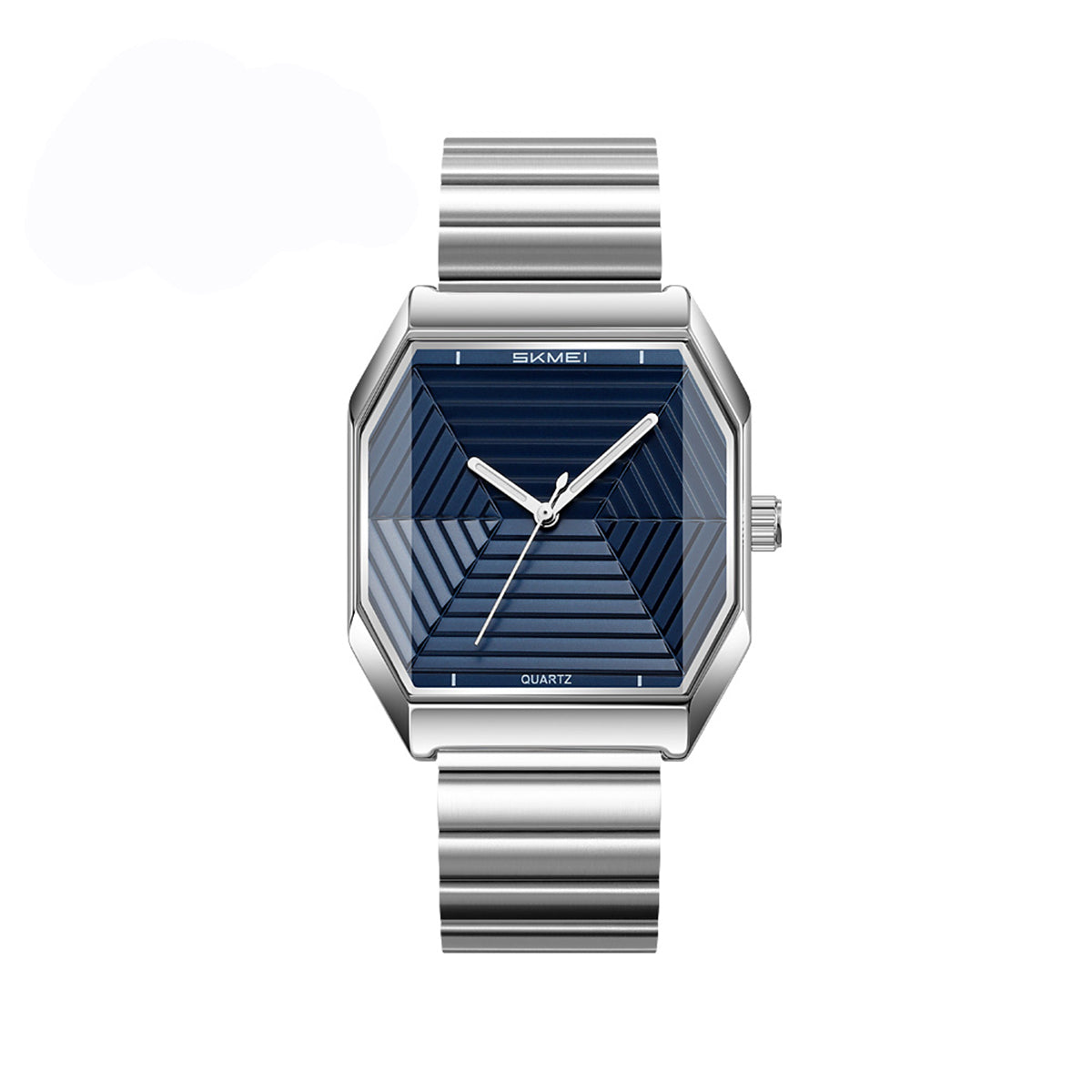 SKMEI 9393 Elegant Stainless Steel Unique Luxury Quartz Watch for Men’s- Silver Blue