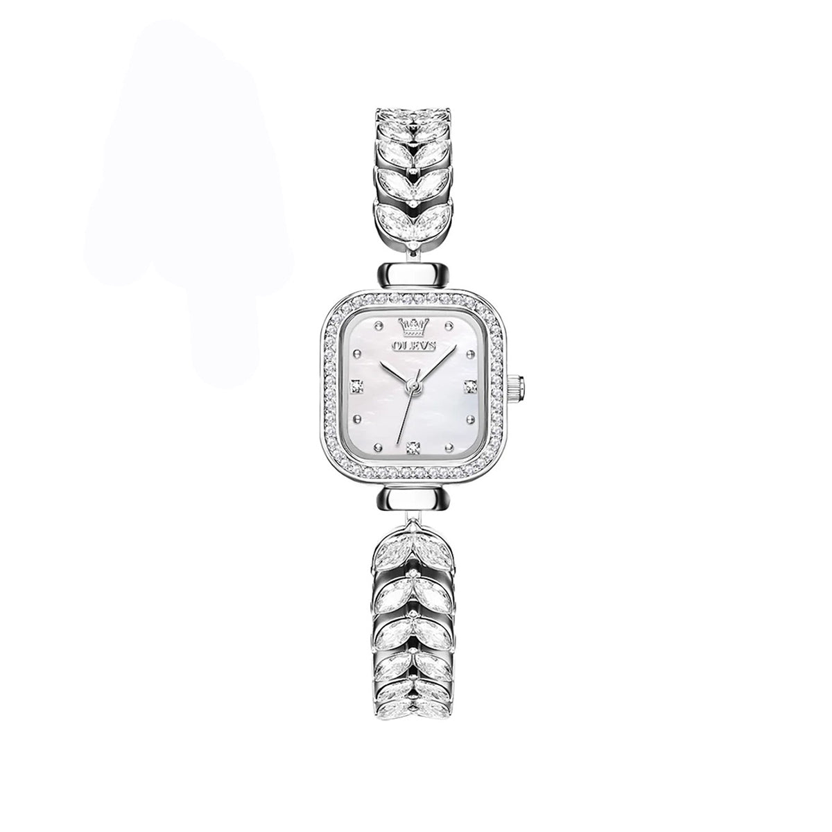 OLEVS 9987 Square Shape Watch for Woman-Silver