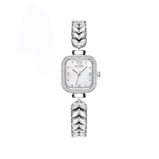 OLEVS 9987 Square Shape Watch for Woman-Silver