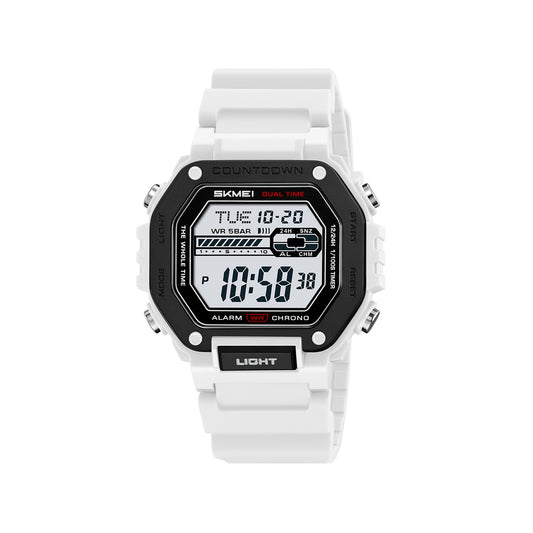 SKMEI 2523 Waterproof Multi-Functional digital sports watch- White