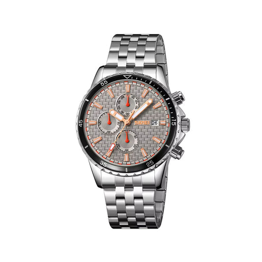 SKMEI 9334 Chronograph Stainless Steel Men's Quartz Watch- Silver