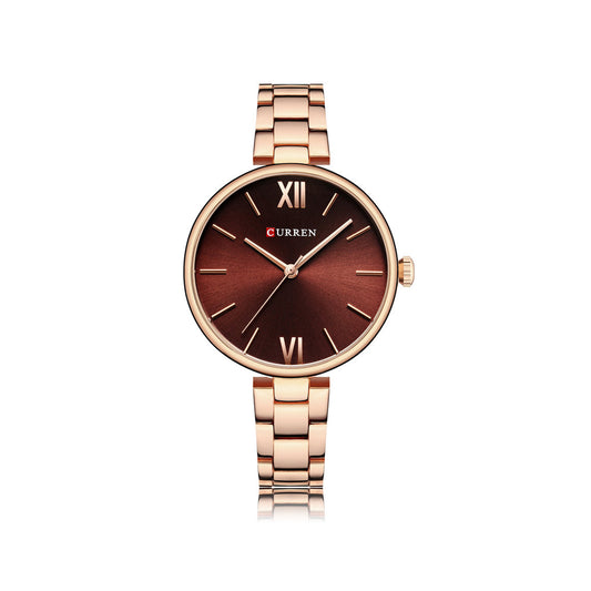 CURREN 9017 Luxury Brand Watch – For Women - Rose Gold & Copper