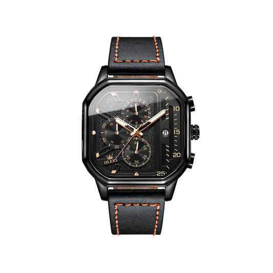 OLEVS 9950 skeleton design fashion custom Men's wristwatch- Black