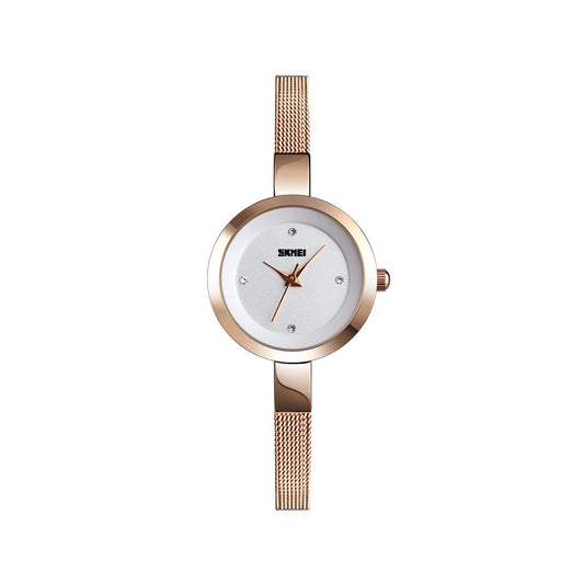 Skmei 1390 Luxury Stainless Steel Minimalist wristwatch for Women- Rose Gold