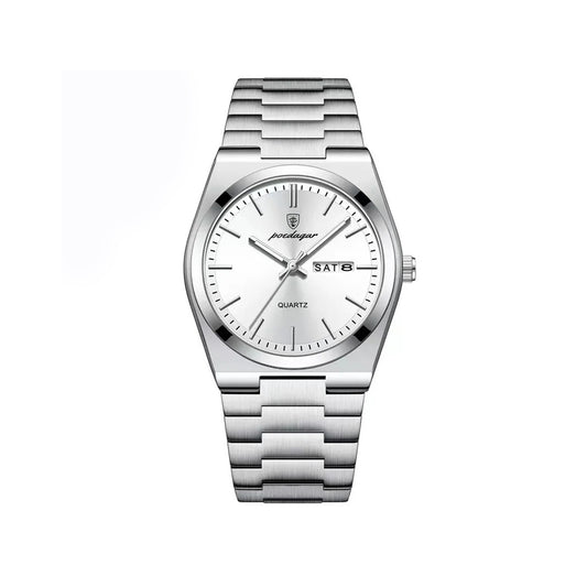 POEDAGAR 930 Business Luminous Stainless Steel Quartz Men's Watch- Silver