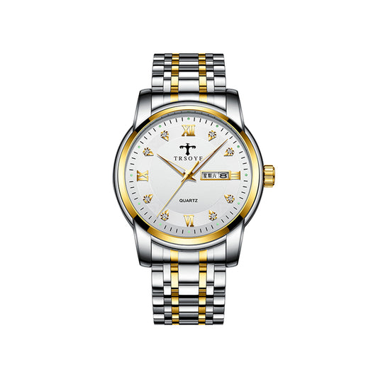 Trsoye 838 Stainless steel Men's Luxury Watches - Silver Gold & White