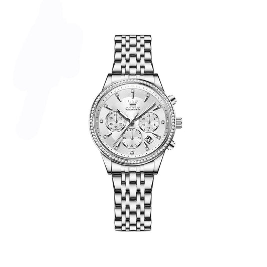 OLEVS 5582 Quartz Chronograph Watch for Women - Silver