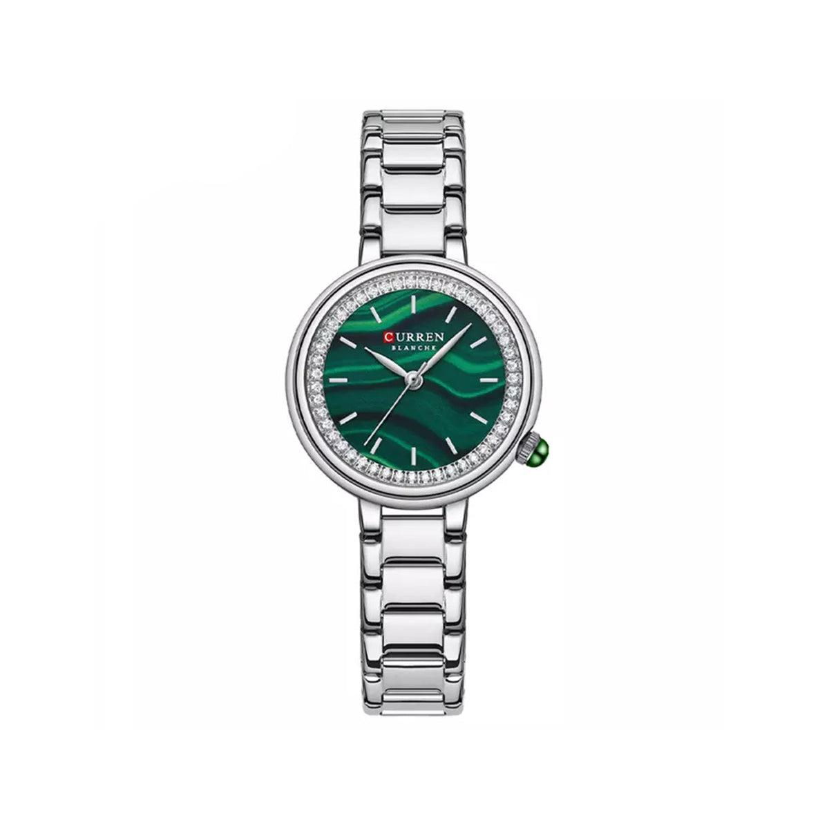 Curren 9089 Trendy Quartz Movement Wristwatch for Women - Silver & Green