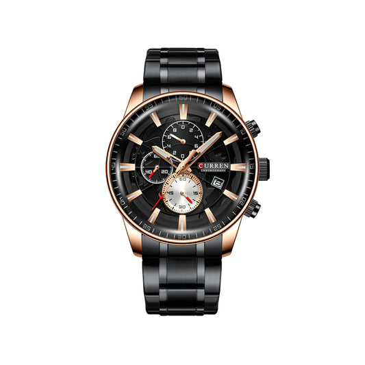 CURREN 8362 Stainless Steel Quartz Watch for Men - Black