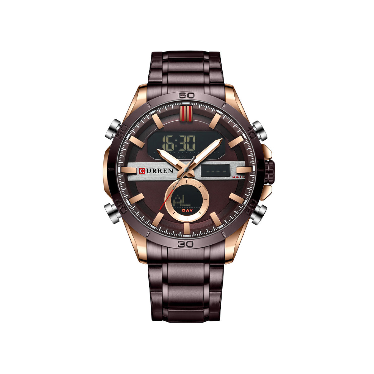 CURREN 8384 Quartz Analog Digital Stainless Steel Watch for Men - Bronze