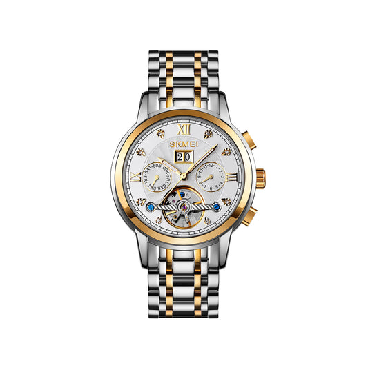 SKMEI M029 Mechanical Watch- Silver Gold
