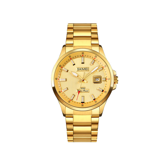 SKMEI 1654 Classic Luxury Exquisite Dial Multifuncional Impermeable Business High-end Fashion Men's Quartz Watch- Gold