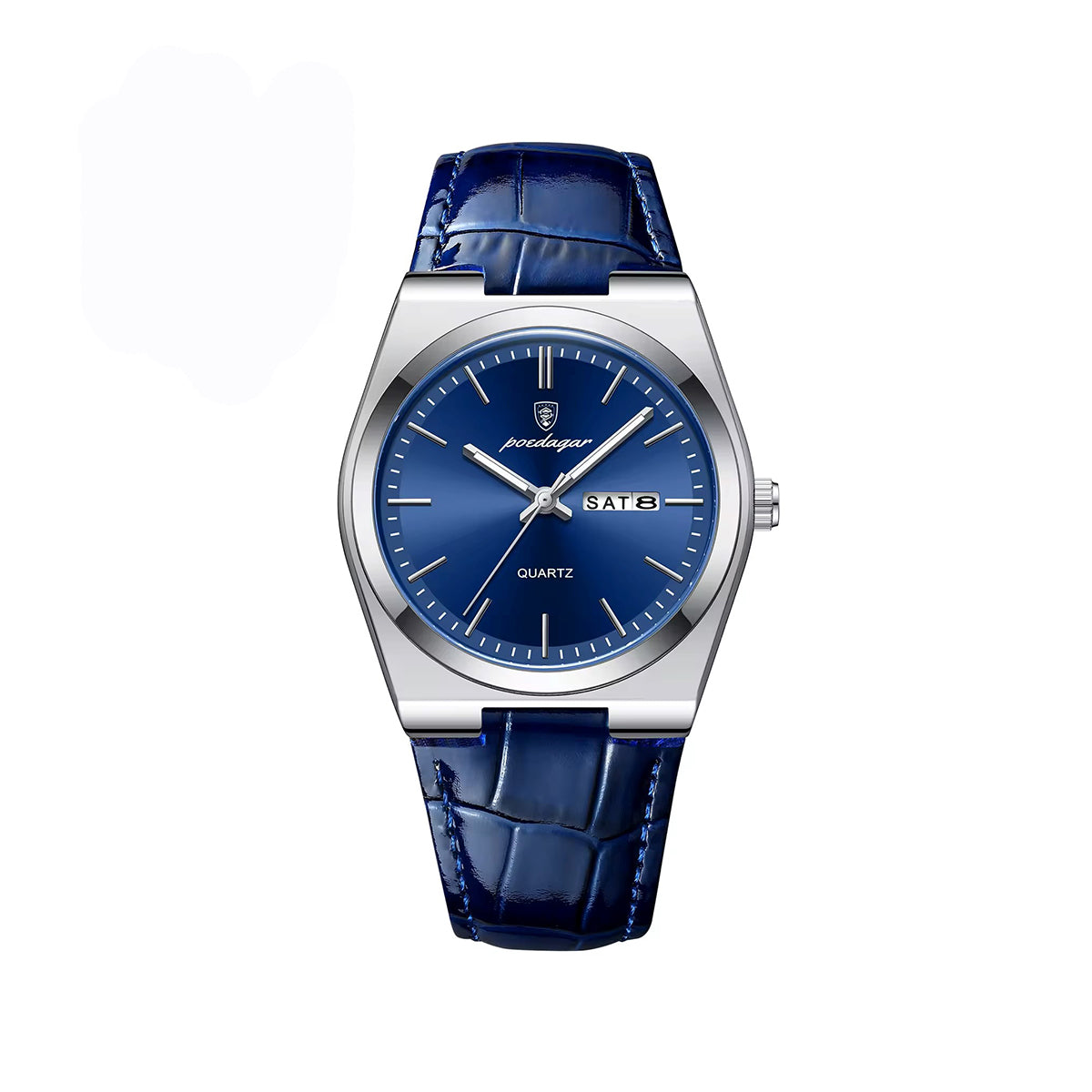 Poedagar 930 Elegant Ultra-Thin Gemstone Leather Luminous Quartz Watch- Blue