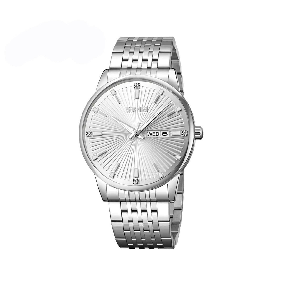 SKMEI 9323 Formal Fashion Steel Strap Men's Watch-Silver