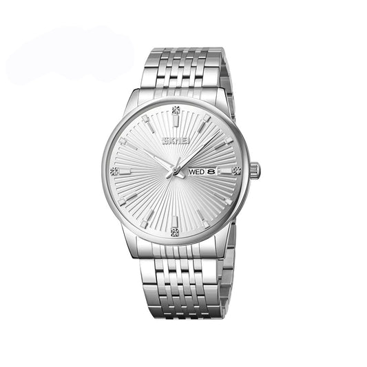 SKMEI 9323 Formal Fashion Steel Strap Men's Watch-Silver