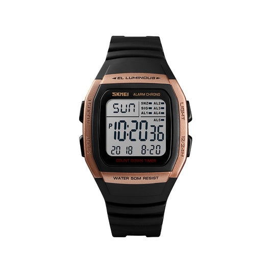 SKMEI 1278 Sports Belt Watch - Black and Copper