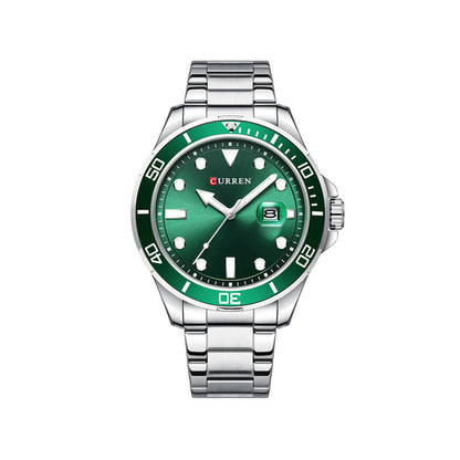 CURREN 8388 Chronograph Stainless Steel Watch for Men - Silver & Green