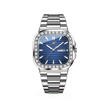 Olevs 9966 Stainless Steel Analog Watch For Men – Silver & Blue