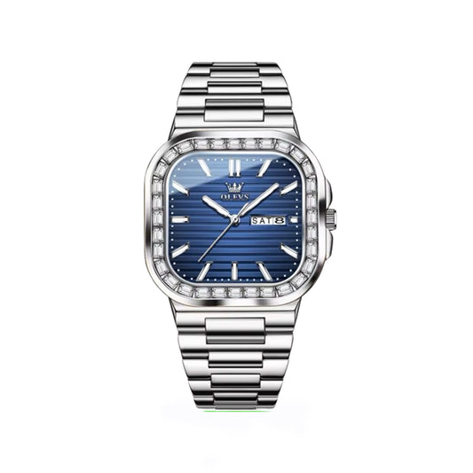 Olevs 9966 Stainless Steel Analog Watch For Men – Silver & Blue