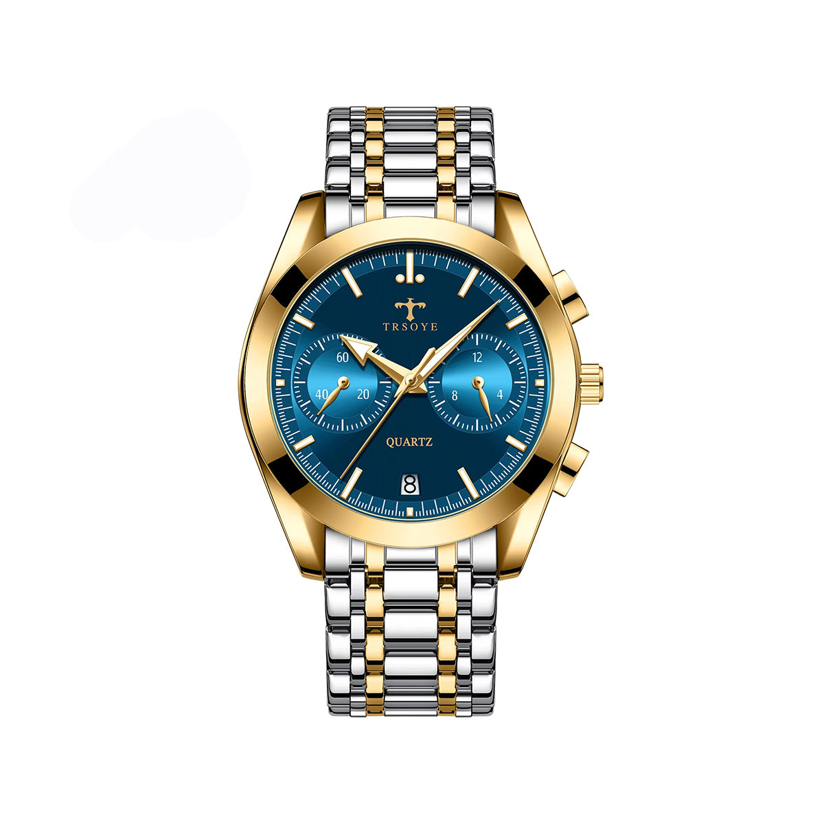 TRSOYE 6609 Stainless steel Active Chronograph Premium Men's watch- Silver Gold & Blue
