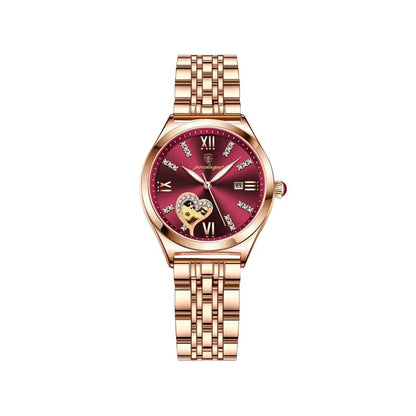 POEDAGAR 320 Fashionable Women Watch- Rose Gold & Red