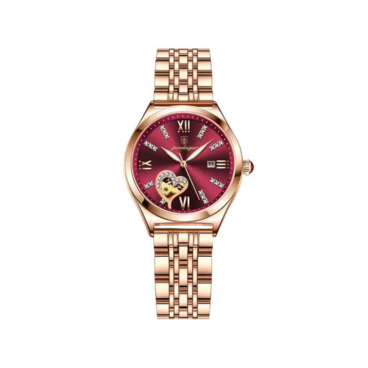 POEDAGAR 320 Fashionable Women Watch- Rose Gold & Red