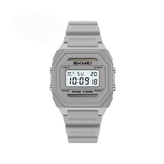 SKMEI 2640 Classic Retro 5BAR Waterproof Digital Multifunctional Sports Watch- Light Grey