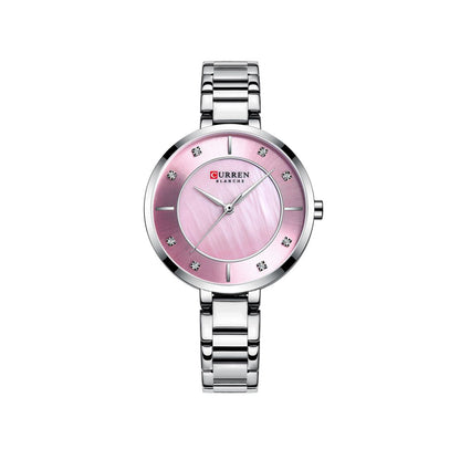 CURREN C9051L Quartz Stainless Steel Strap Women Wristwatch - Silver & Pink
