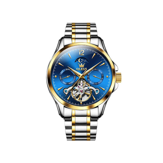 OLEVS 6663 Luxury Automatic Mechanical Watch- Silver Blue