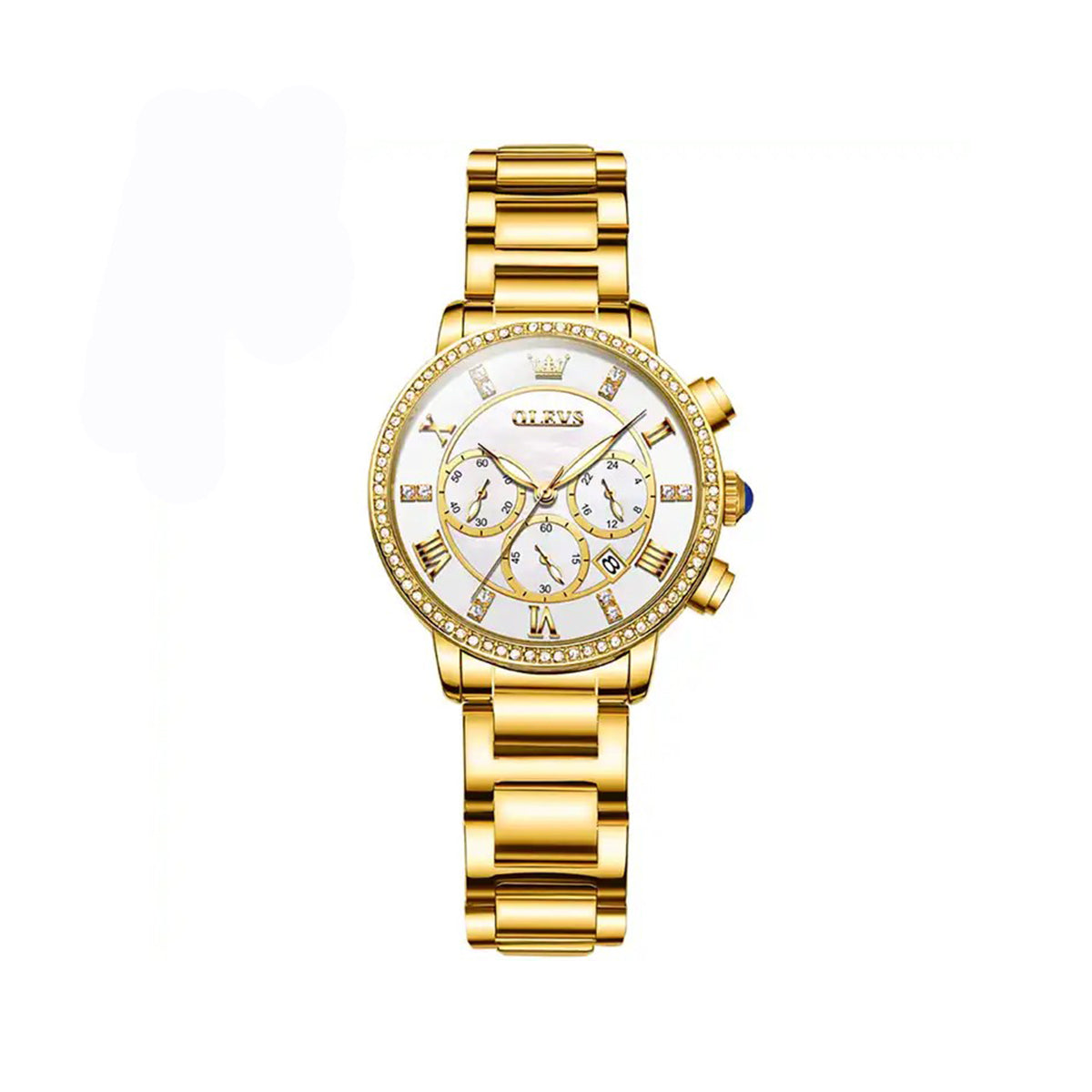 OLEVS 9976 Luxury Women's Chronograph Watch- Gold & white