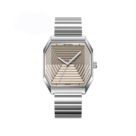 SKMEI 9393 Elegant Stainless Steel Unique Luxury Quartz Watch for Men’s - Grey