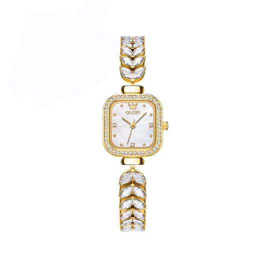 OLEVS 9987 Square Shape Watch for Woman-Gold