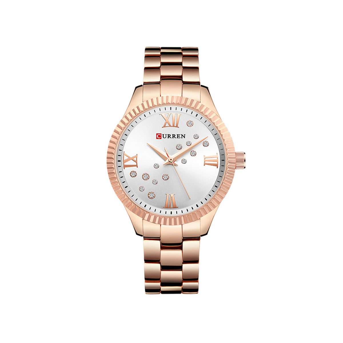 CURREN C9009L Stainless Steel Watch for Women – Rose Gold & White