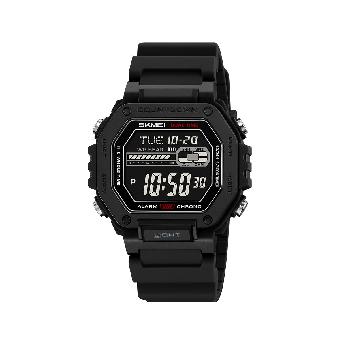 SKMEI 2523 Waterproof Multi-Functional digital sports watch- Black (Negative Display)
