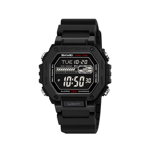 SKMEI 2523 Waterproof Multi-Functional digital sports watch- Black (Negative Display)
