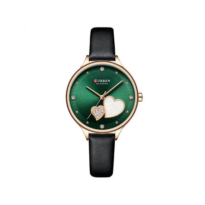 CURREN 9077 Belt Quartz Wristwatch for Women - Black & Green
