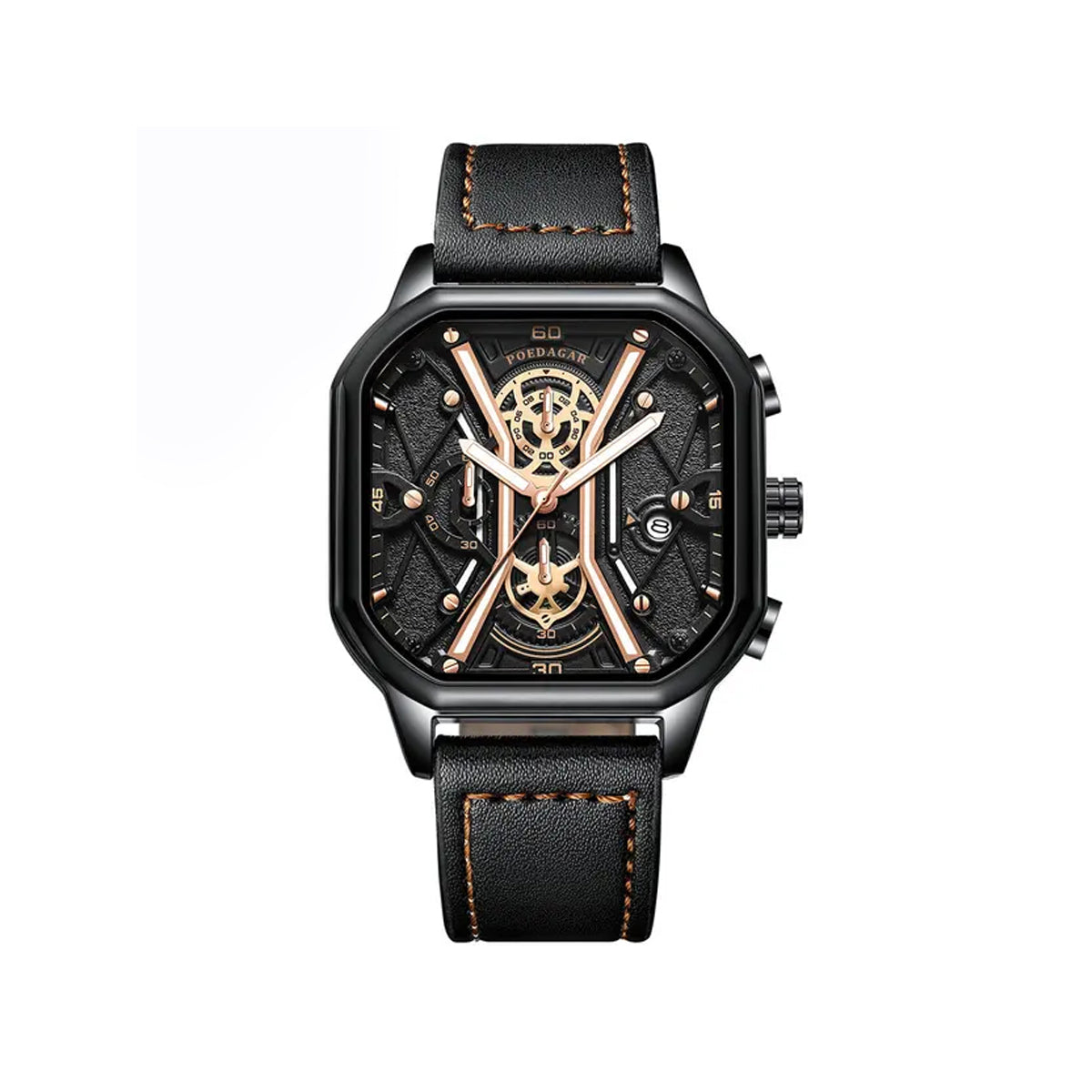Poedagar 922  Fashion Quartz Luminous Chronograph Sports Watch- Black Rose Gold