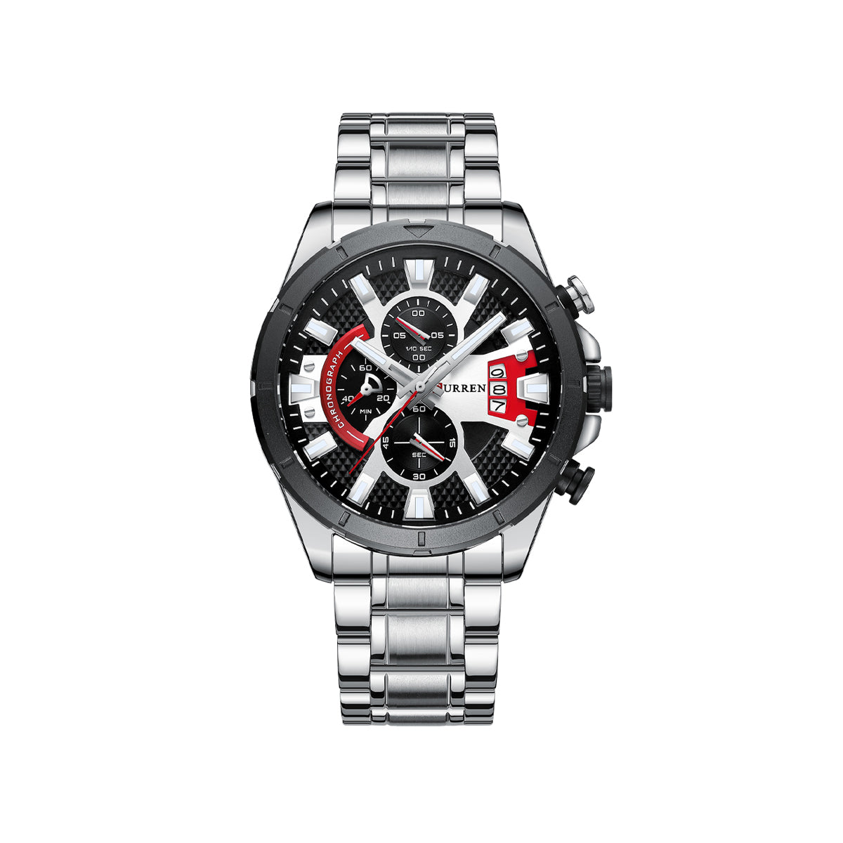 CURREN 8401 Stainless Steel Wrist Watch for Men - Silver & Black