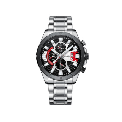CURREN 8401 Stainless Steel Wrist Watch for Men - Silver & Black
