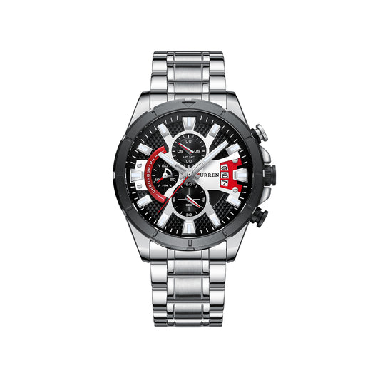 CURREN 8401 Stainless Steel Wrist Watch for Men - Silver & Black