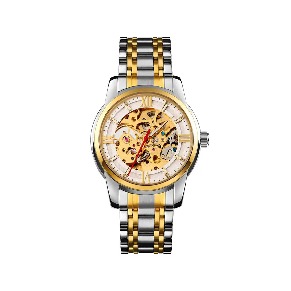 SKMEI 9222 Automatic Watch for Men - Silver & Gold