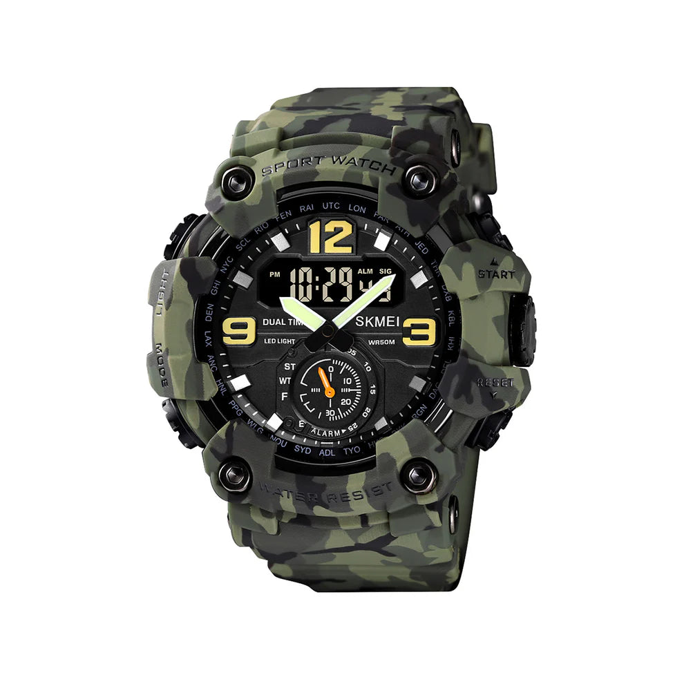 SKMEI 1965 Military Sports water-proof Men’s wristwatch- Green Camouflage
