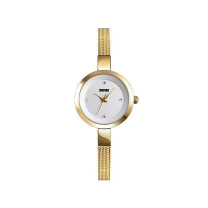 Skmei 1390 Luxury Stainless Steel Minimalist wristwatch for Women- Gold