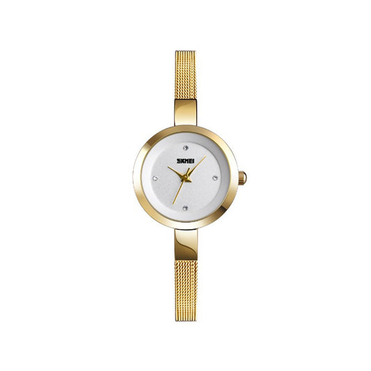 Skmei 1390 Luxury Stainless Steel Minimalist wristwatch for Women- Gold