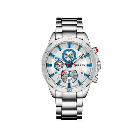 CURREN 8275 Quartz Casual Watch for Men - Silver Blue